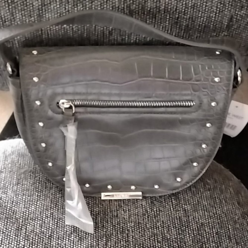 BNWT Nine West Grey Croco Pattern Shoulder Bag